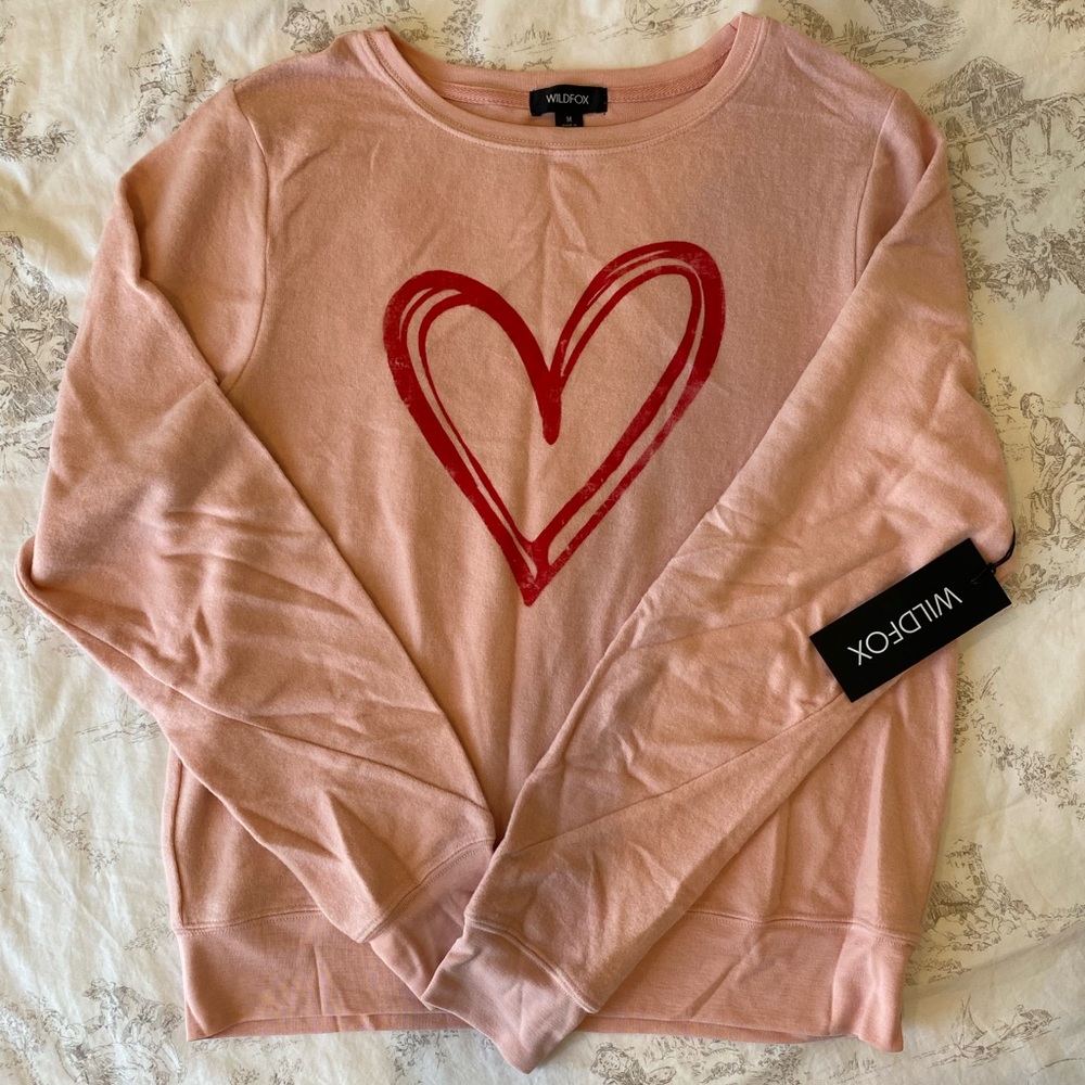Wildfox Blush Pink Sweatshirt with Red Heart